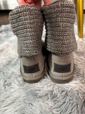 UGG Kids Knit Cuff Slipper Boots in Taupe